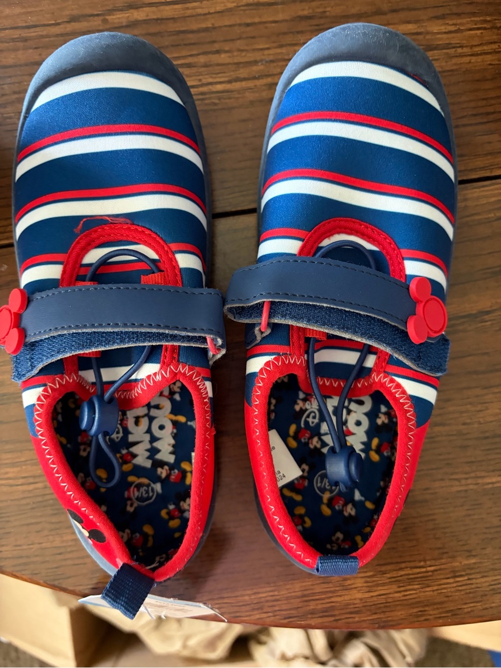 Kids Mickey Navy, Red & White Stripe Water Shoes